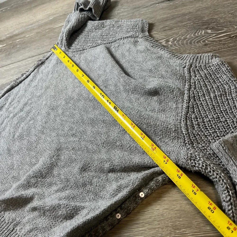 Justice Sweater‎ Girls 14 Grey Sequin Metallic Knit High-Low Long Sleeve Sparkly